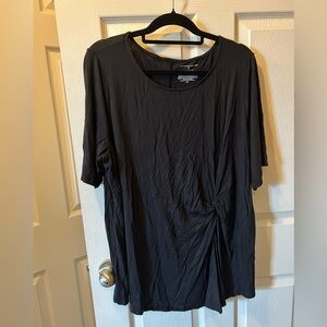 Investments II Essentials Black Asymmetrical Relaxed T-Shirt w/Side Knot NWT